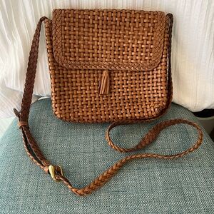 Talbots Woven leather Crossbody Bag with Flap Closure